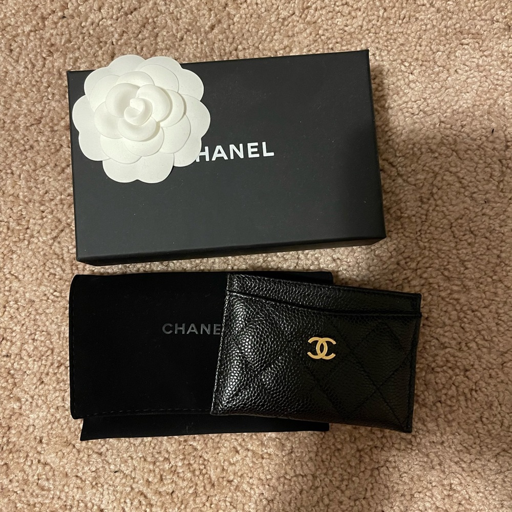 Chanel Black Calfskin Leather Card Holder